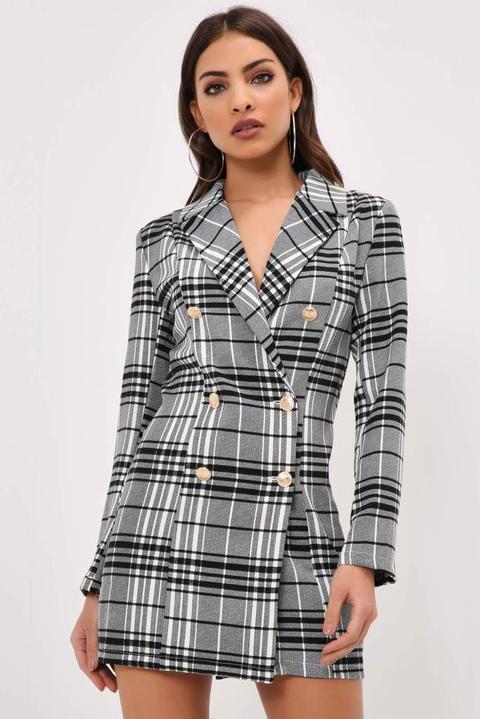 Black Check Blazer Dress