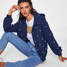 Chaqueta Acolchada De Capucha Con Cuentas