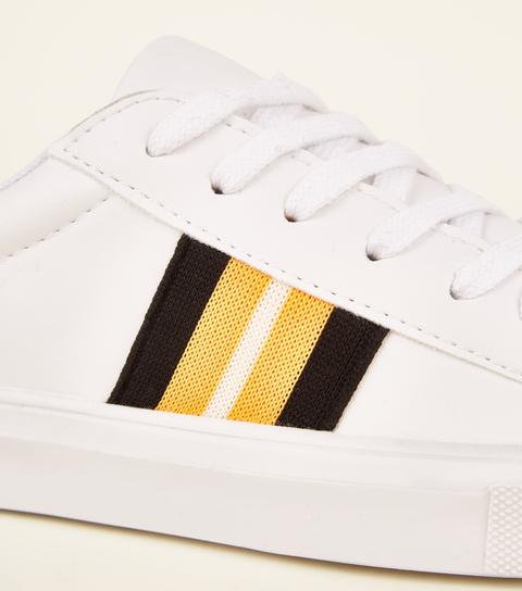 white leather look trainers