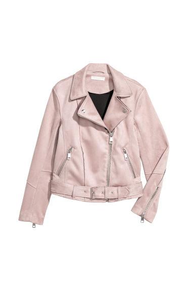 H & M - Giubbotto Biker Finto Camoscio - Rosa