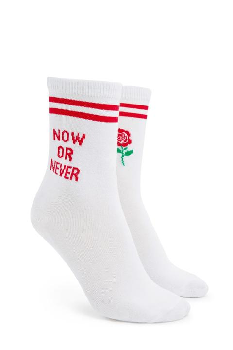 Rose Graphic Crew Socks