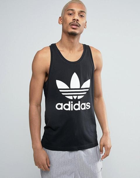 Camiseta Sin Mangas En Negro Con Logo De Trébol Bk7104 De Adidas Originals