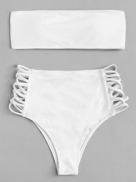 Plain Bikinis Bianco Costume Da Bagno