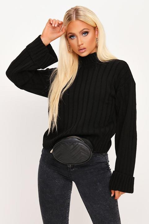 Black Turn Up Cuff Jumper