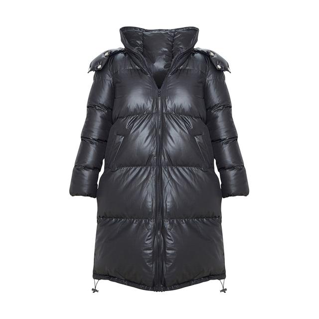 petite black maxi puffer coat