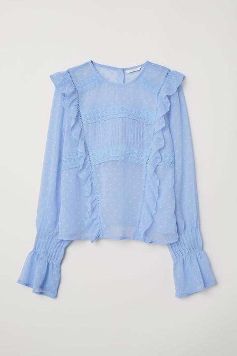 Blusa Con Volantes - Azul