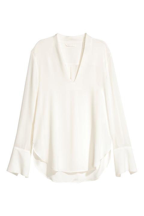 H & M - Camicetta Con Scollo A V - Bianco