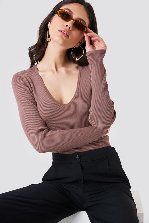 Na-kd Basic Ribbed Sweater - Pink