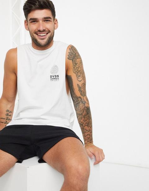 Camiseta De Tirantes Blanca Con Diseño Estampado Dvsn De River Island-blanco