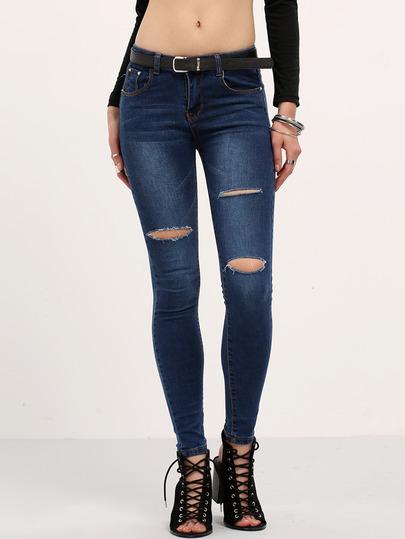 Pantalón Skinny Denim Rotos-azul