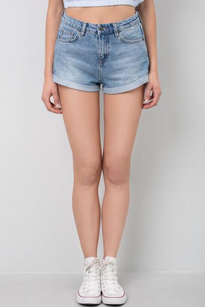 Shorts Vita Alta Con Risvolto