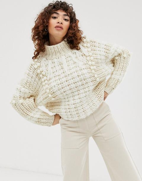 Asos Design Premium Hand Knit Jumper With Tassel Detail