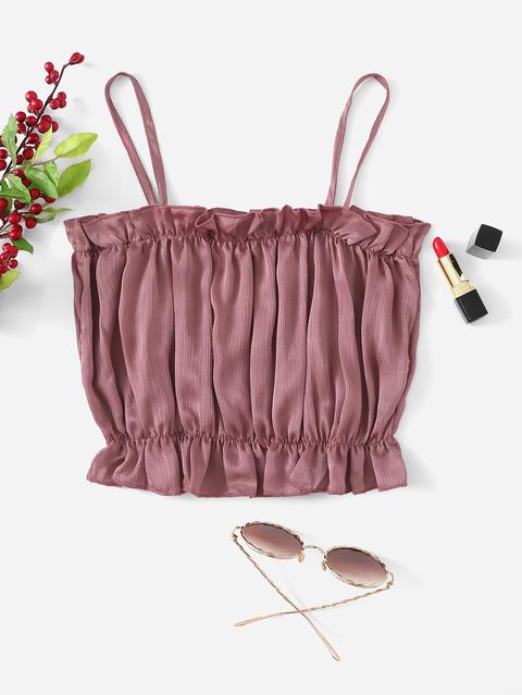 Casuale A Tinta Unita Fronzolo Rosa Tops & Camis