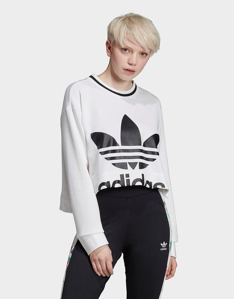 Adidas Originals Cropped Sweatshirt - White - Womens