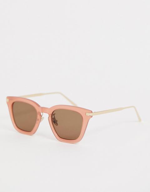 Asos White Square Sunglasses In Pink Acetate