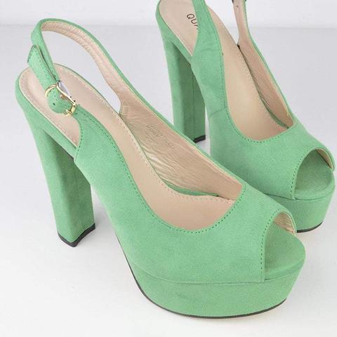 Roby - Heeled Sandal In Green Suede