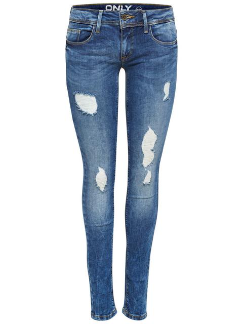 Only Coral Destroyed-effekt- Skinny Fit Jeans Damen Blau