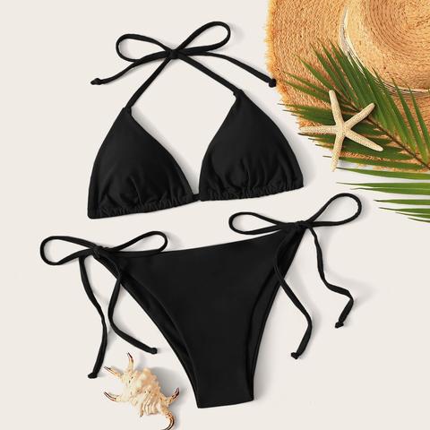 Halter Triangle Tie Side Bikini Swimsuit