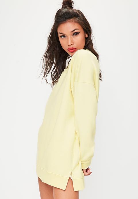 Yellow Oversized Basic Sweatshirt