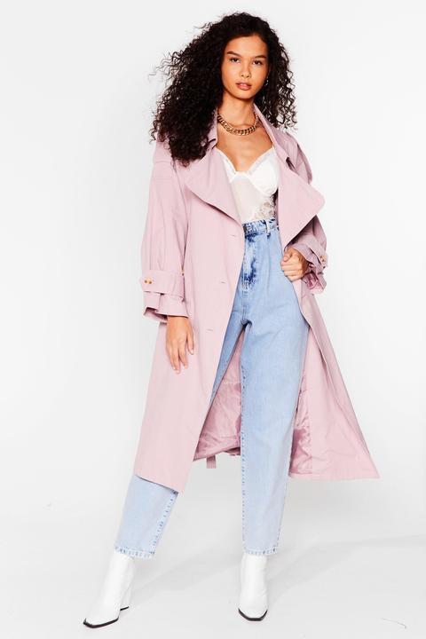 Womens Oversized Longline Belted Trench Coat