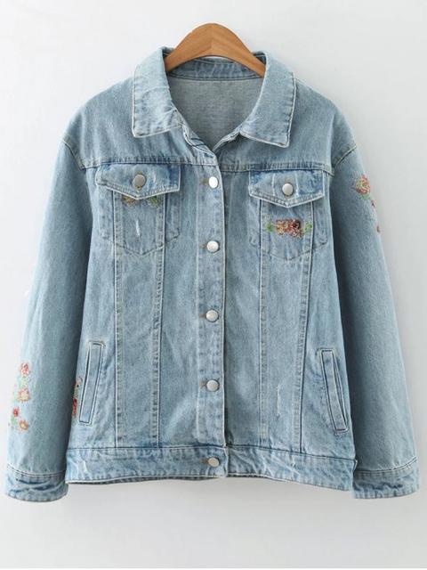 Chaqueta De Los Pantalones Vaqueros Bordados