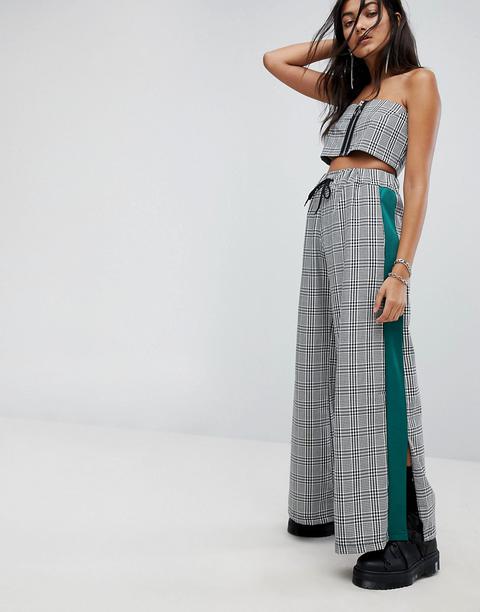 The Ragged Priest Wide Leg Joggers In Check