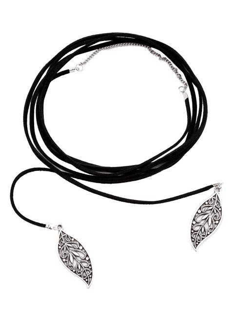 Nero A Forma Di Foglia Layered Velvet Choker