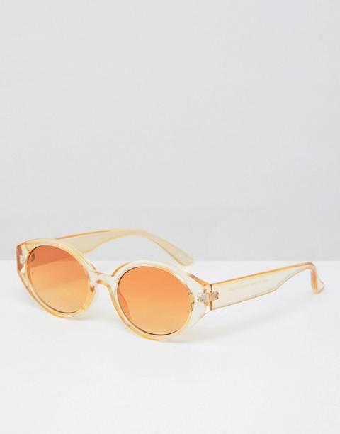 Asos - Occhiali Da Sole Ovali Con Montatura Sottile Gialla E Lenti Tono Su Tono - Giallo