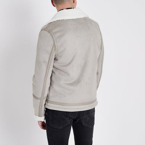 grey borg lined biker jacket