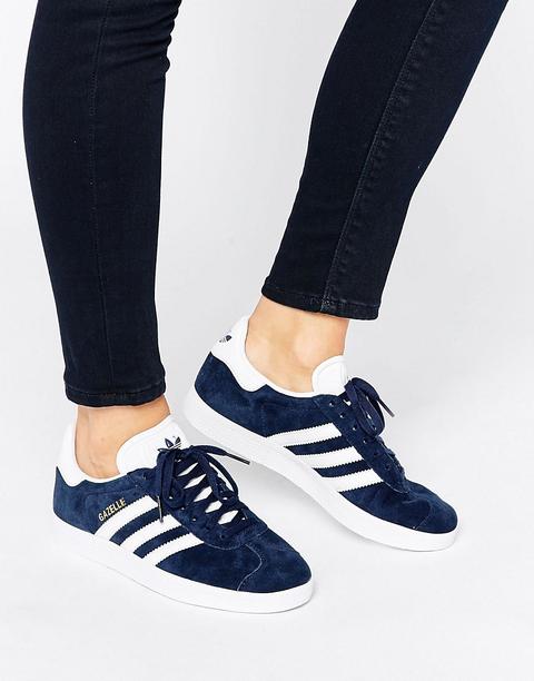 Zapatillas De Deporte De Ante Azul Marino Gazelle De Adidas Originals