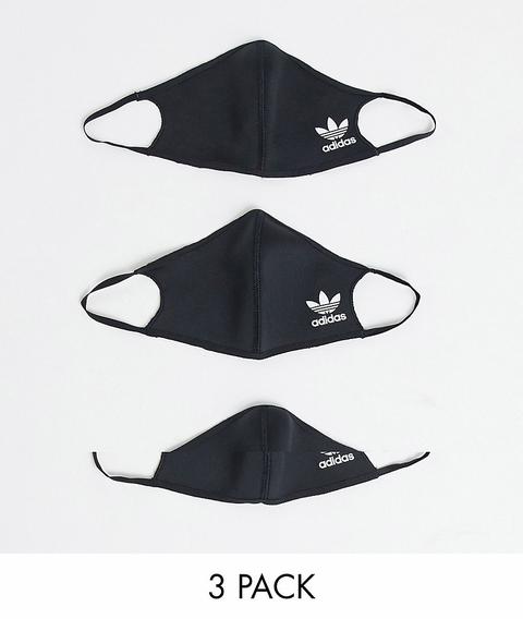 Adidas Originals 3 Pack Face Coverings In Black