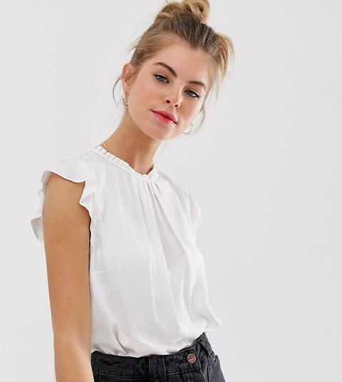 Oasis Shell Top With Frill Sleeves In White