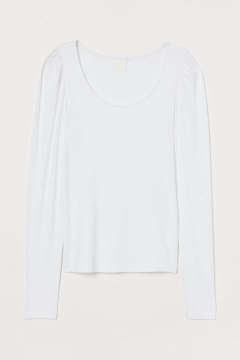 Ribbed Jersey Top - White