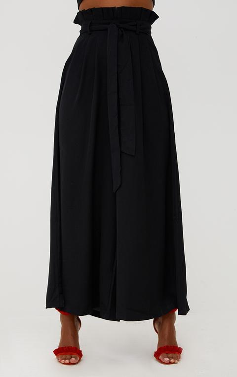 Black Wide Leg Paperbag Trousers