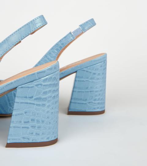 blue croc heels
