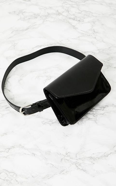 black patent bum bag