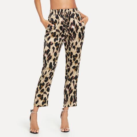 Pantaloni Stampato Leopardato