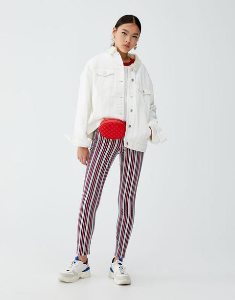 Bedruckte Skinny-jeans Mit Halbhohem Bund