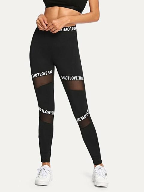 Leggings Con Transparencias Y Letras