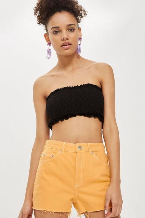 Womens High Waist Mom Shorts - Yellow, Yellow