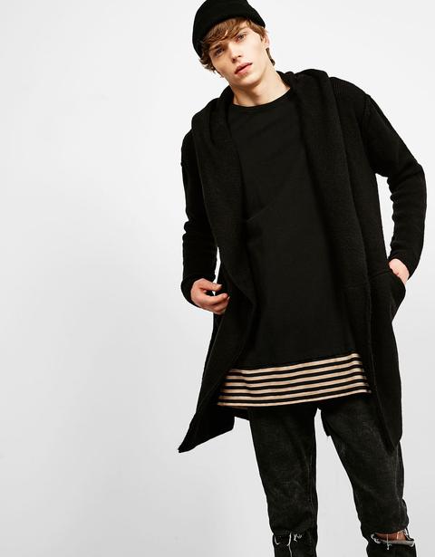 Cardigan In Maglia Con Cappuccio 'dark'