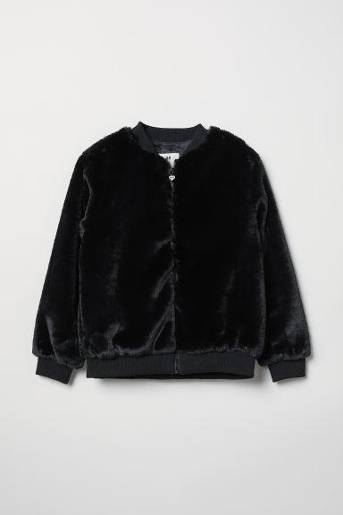 H & M - Bomber In Finta Pelliccia - Nero