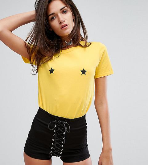 Adolescent Clothing - T-shirt Boyfriend Con Stampa Di Stelle - Giallo