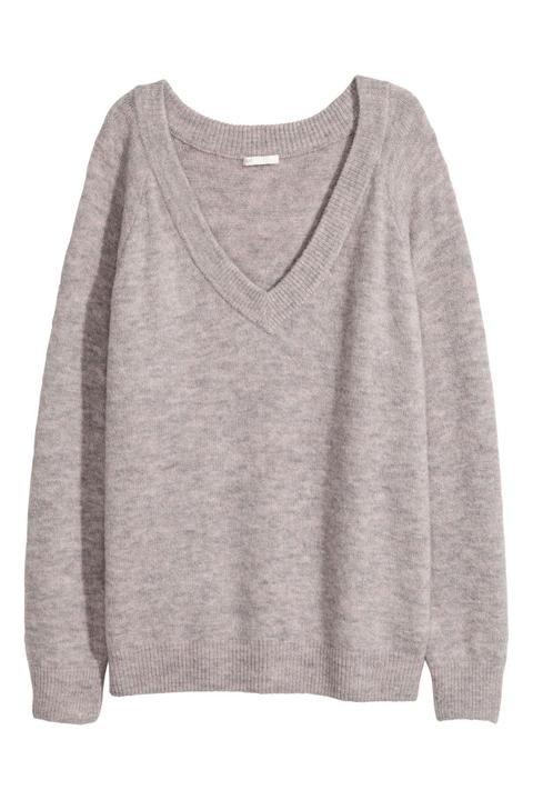 Jersey Con Cuello De Pico - Gris