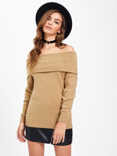 Foldover Off Shoulder Jumper