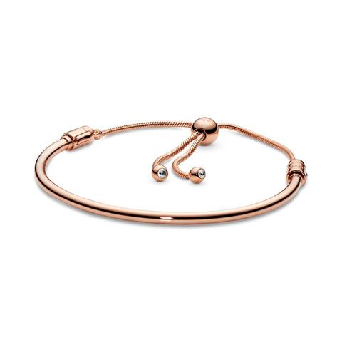 Pandora Moments Slider Bangle - Silicone / 14k Rose Gold-plated Unique Metal Blend / Clear