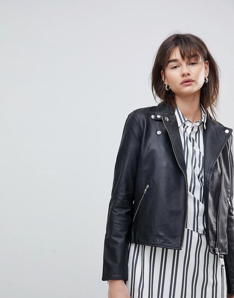 Selected Femme Leather Jacket-black