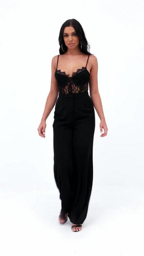 Petite Black Strappy Lace Cupped Bodysuit, Black from Missguided on 21  Buttons