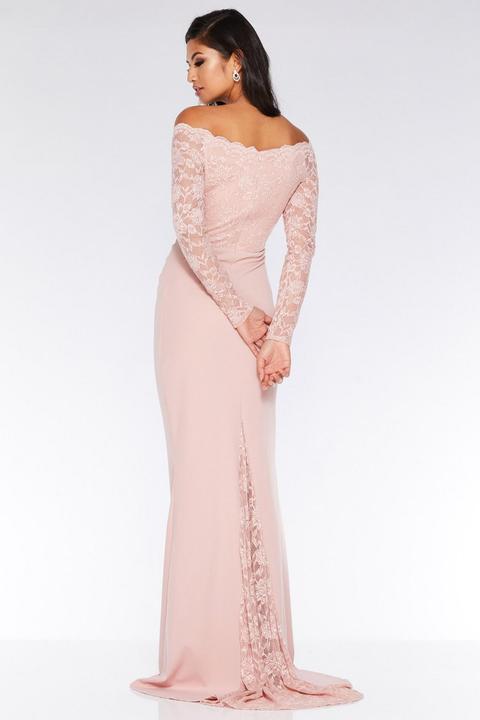 Pink lace outlet fishtail maxi dress