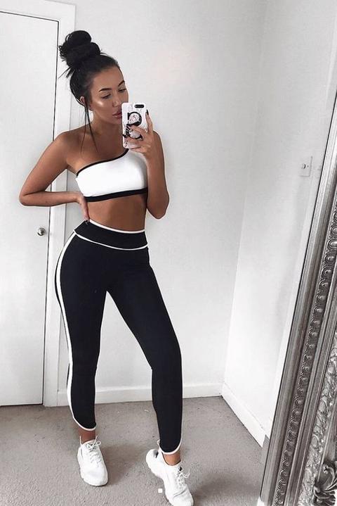 White Leggings - Charlotte Crosby White Piping Leggings